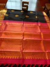 Load image into Gallery viewer, Black Kanchipuram Silk Saree