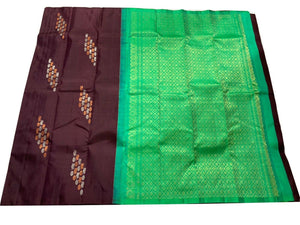 Borderless Coffee Brown Dual Tone Kanchipuram Handloom Pure Silk Saree