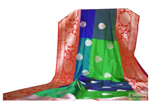 Multicolor Checkered Banarasi Silk Saree