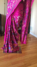 Load image into Gallery viewer, Pink Kantha Hand Embroidery Silk Saree