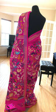 Load image into Gallery viewer, Pink Kantha Hand Embroidery Silk Saree