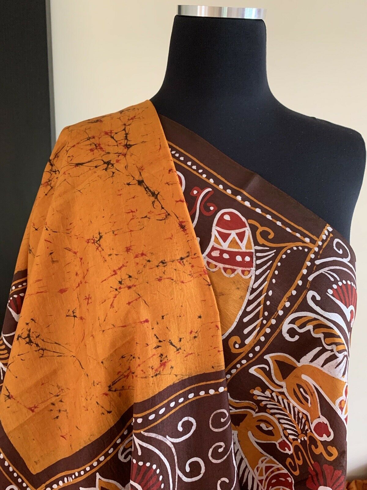 Mustard Yellow Batik Silk Saree
