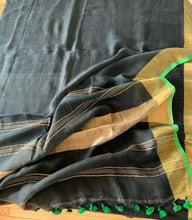 Load image into Gallery viewer, Black Linen Saree