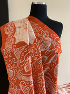 Off White Batik Silk Saree