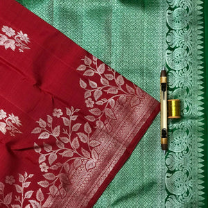 Bridal Maroon Red Handloom Kanchipuram Silk Saree
